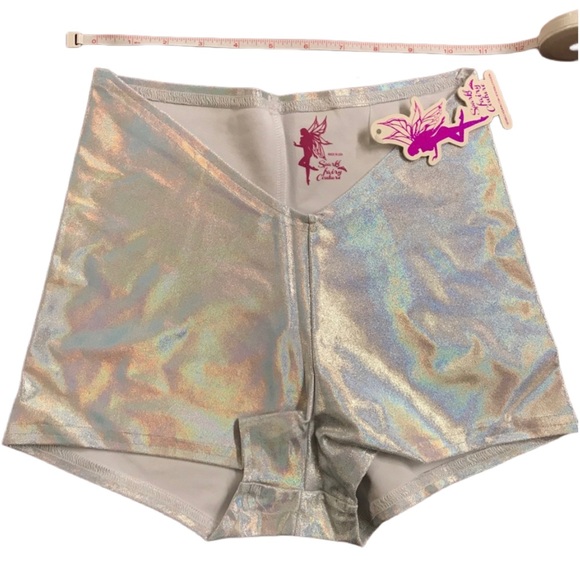 New Silver Holographic Rave Shorts - Picture 5 of 7